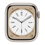 Refurbished Apple Watch SE 2nd Gen GPS 40mm aluminum case in Starlight color, showing the watch face and side buttons.