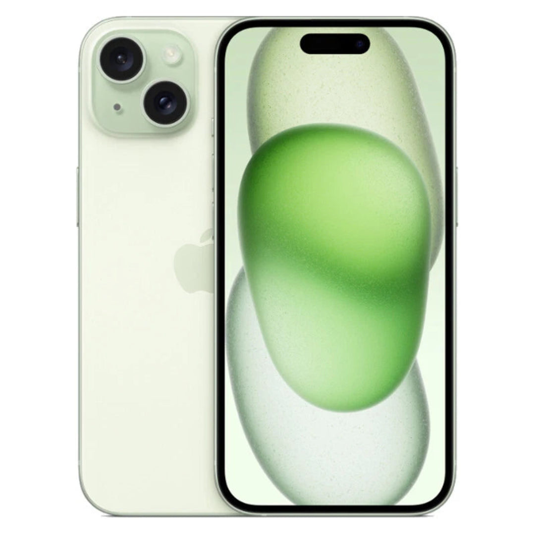 Refurbished Google iPhone 15 5G SIM free smartphone with sleek design and vibrant display, shown in a close-up view.