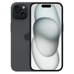 Refurbished Google iPhone 15 (5G) SIM free smartphone displaying the front screen with app icons and sleek design.