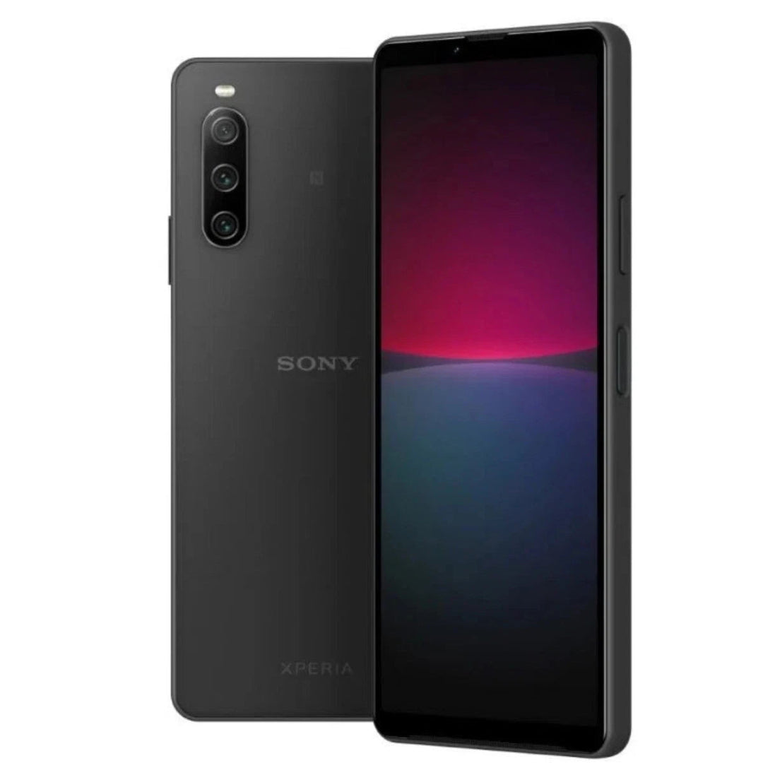 Refurbished Samsung variant of Sony Xperia 10 V unlocked SIM-free smartphone with screen display and sleek design.
