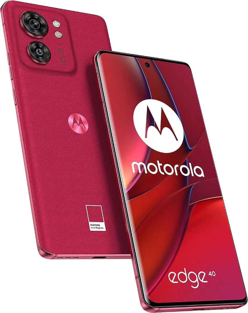 Refurbished Motorola Edge 40 SIM-free smartphone with sleek design and vibrant display, showcased in the image.