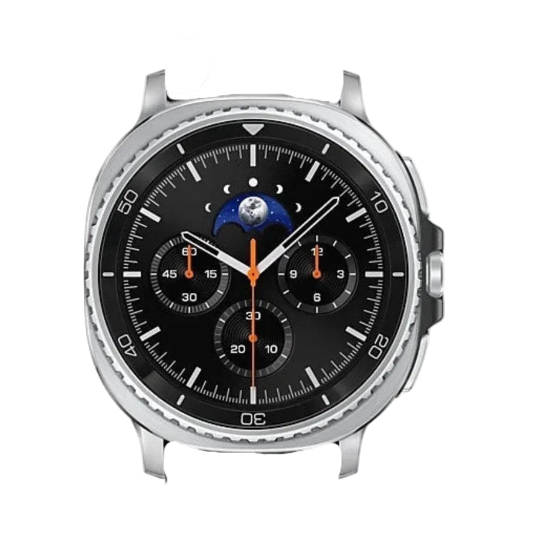Refurbished Samsung Galaxy Watch 8 Classic 46mm in black, showing the watch face and sleek design on a white background.