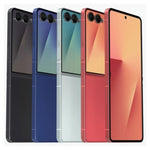 Samsung Galaxy Z Flip7 5G refurbished unlocked foldable smartphone, showing the device in a closed position with a sleek black finish.