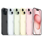 Refurbished Google Apple iPhone 15 5G SIM free smartphone with sleek design and vibrant display, shown from front angle.