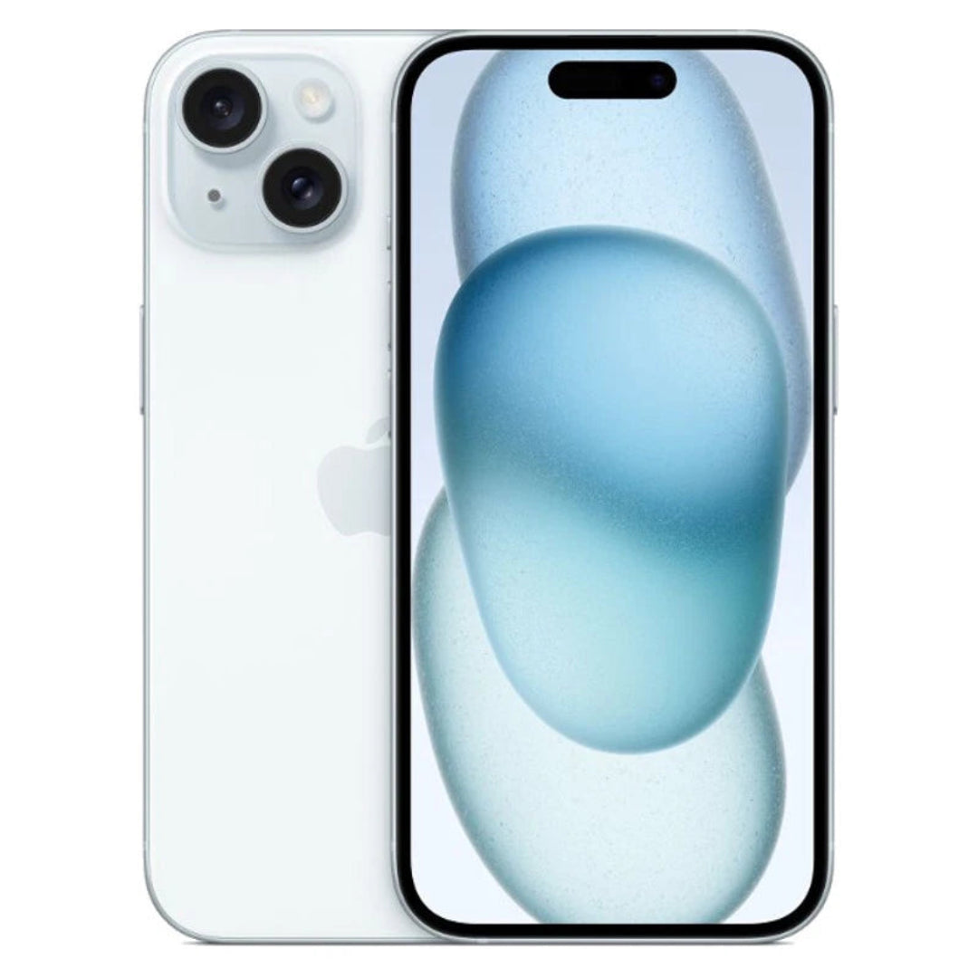 Google iPhone 15 (5G) refurbished SIM-free variant smartphone with a sleek design, shown in the image.