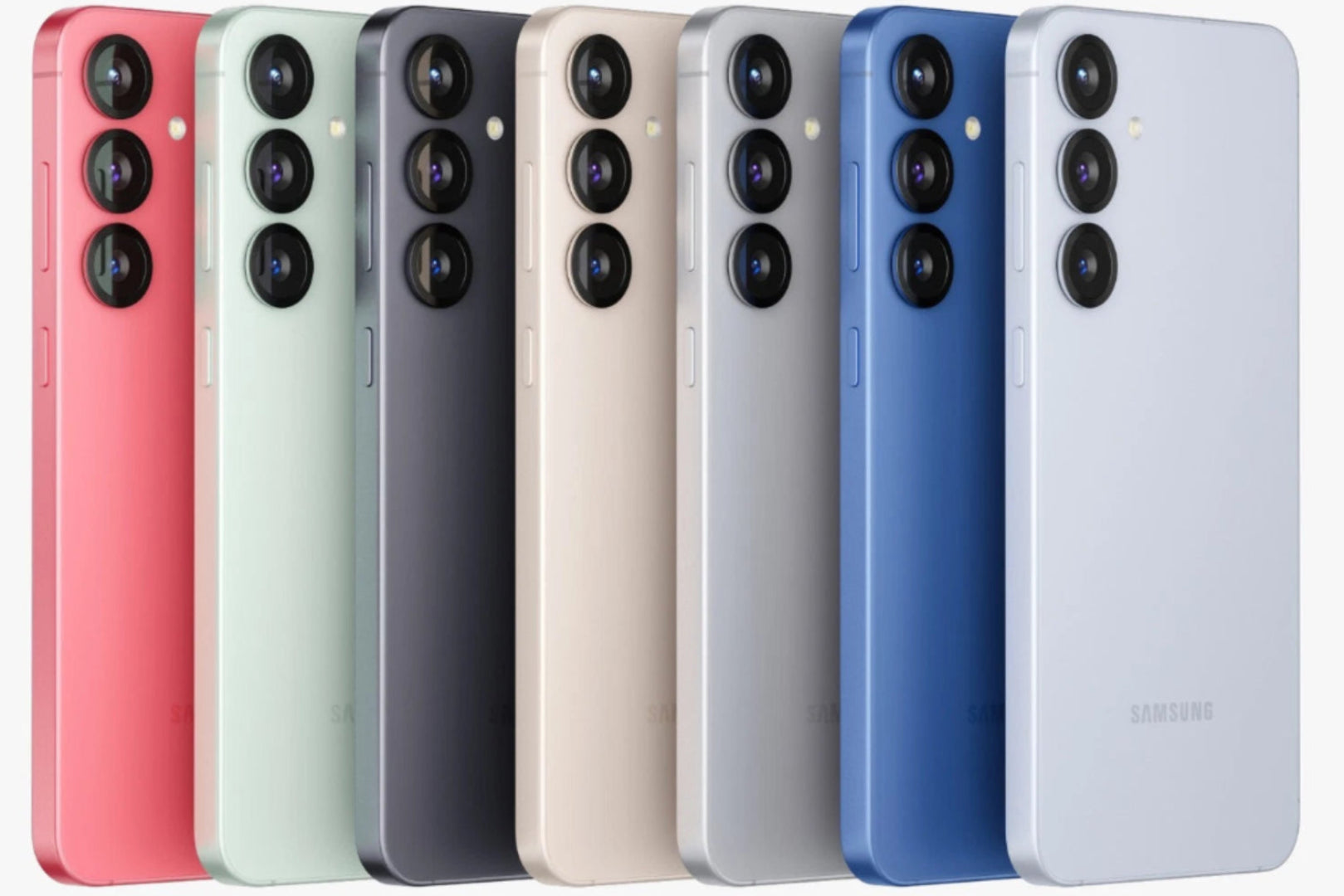 Refurbished Samsung Galaxy S25 5G smartphone with sleek design, displayed in a natural pose, showcasing its screen and modern features.