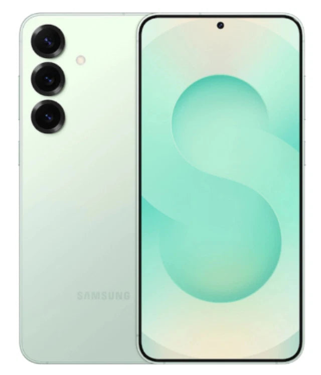 Refurbished Samsung Galaxy S25 5G smartphone with a sleek design, shown in a close-up image highlighting its modern display.