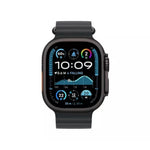 Refurbished Apple Watch Ultra 2 with GPS and cellular, 49mm titanium case, showing the smartwatch with a digital display.