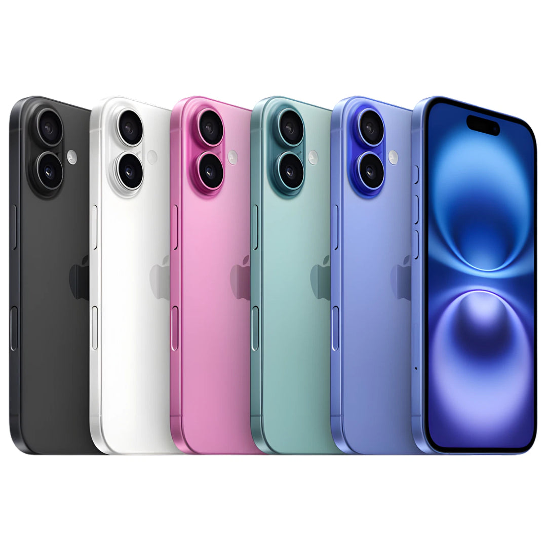 Refurbished Apple iPhone 16 Plus 5G with SIM-free capability, shown in a sleek design with a large screen display.