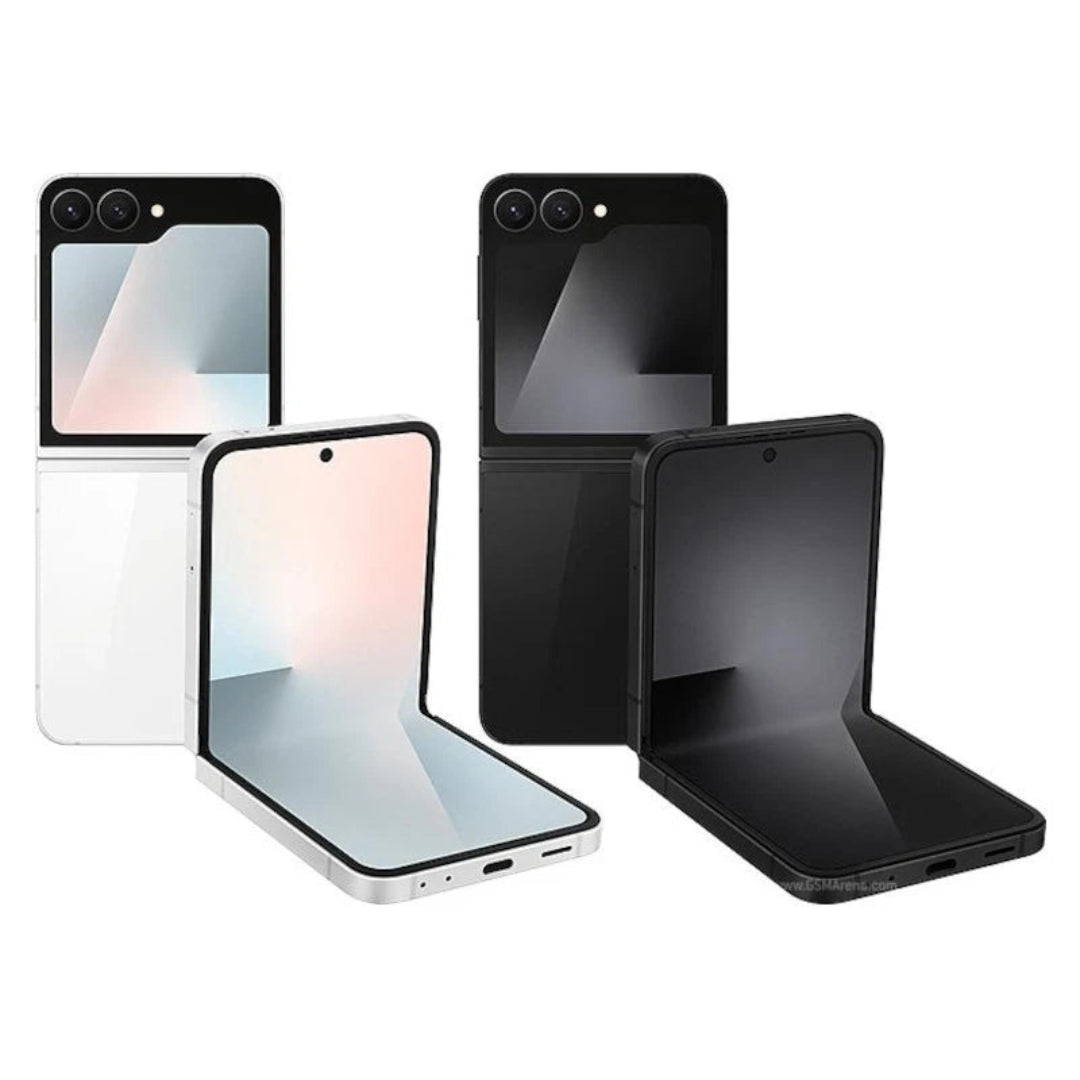 Refurbished Samsung Galaxy Z Flip7 FE 5G foldable smartphone with purple exterior and dual rear cameras, front display visible.