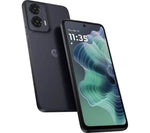 Refurbished Motorola Moto G35 smartphone in Midnight Black with 128GB storage, unlocked and in excellent condition.