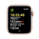 Refurbished Apple Watch SE 2nd Gen GPS 40mm aluminum case in Starlight color, showing the watch face and sleek design.