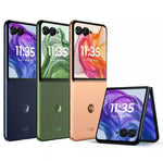 Refurbished Samsung Motorola Razr 50 Ultra flip phone, unlocked, SIM-free, displaying its sleek screen and modern design.