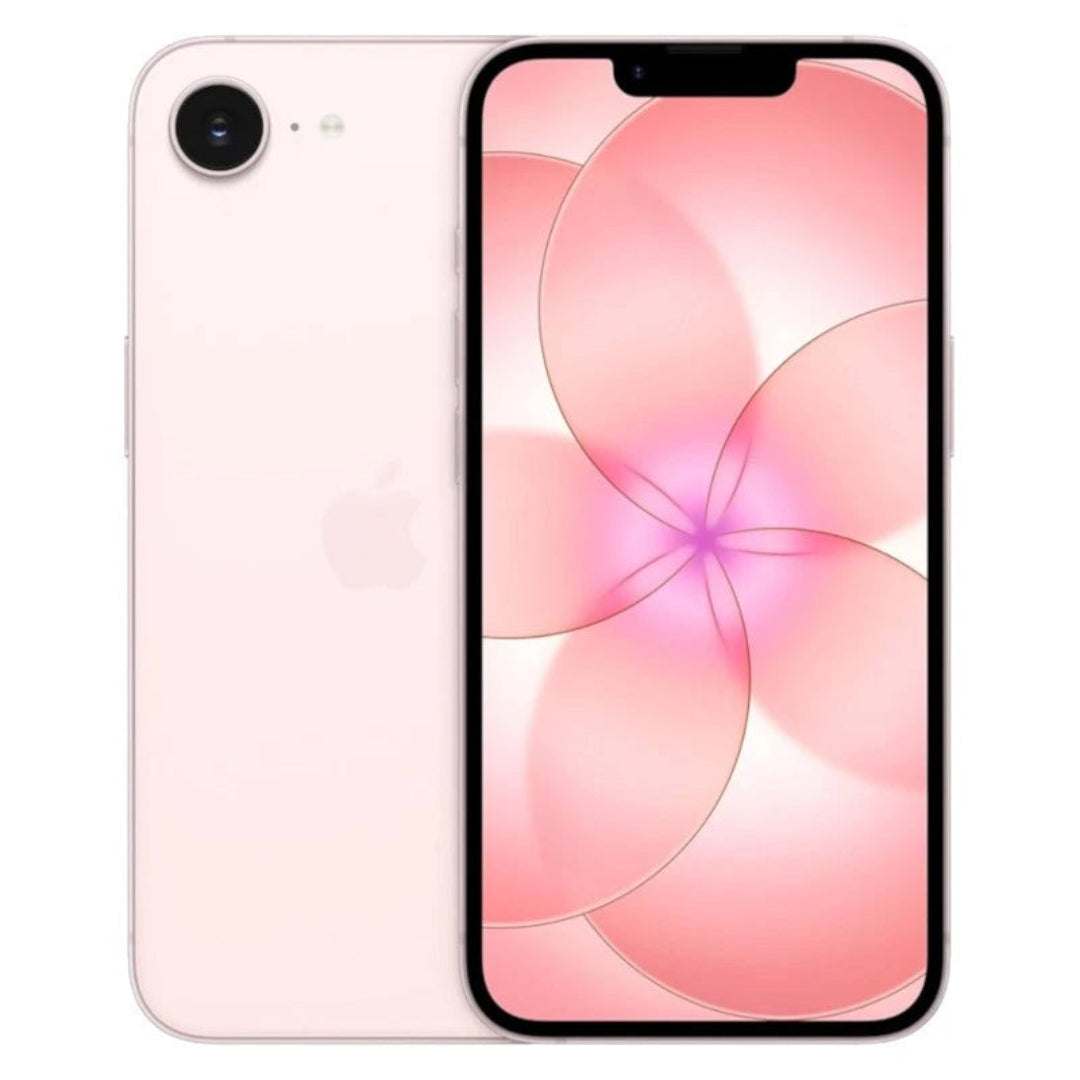 Refurbished Apple iPhone 17e 5G with sleek design, displaying a black front and colorful app icons on screen.