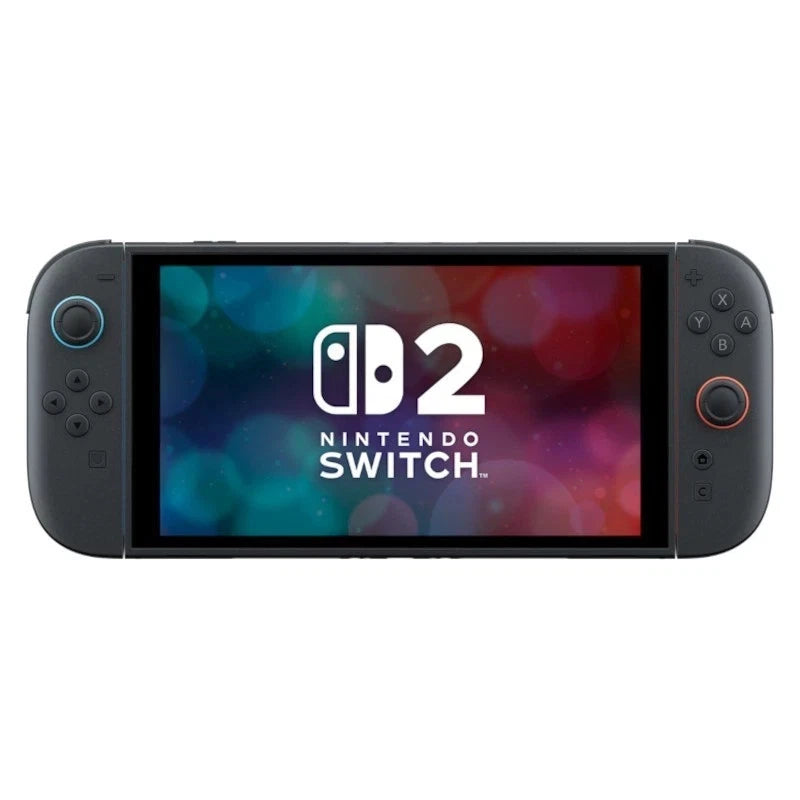 Nintendo Switch 2 gaming console with 7.9" touchscreen, 256GB storage, black Joy-Con controllers, refurbished and pristine condition.