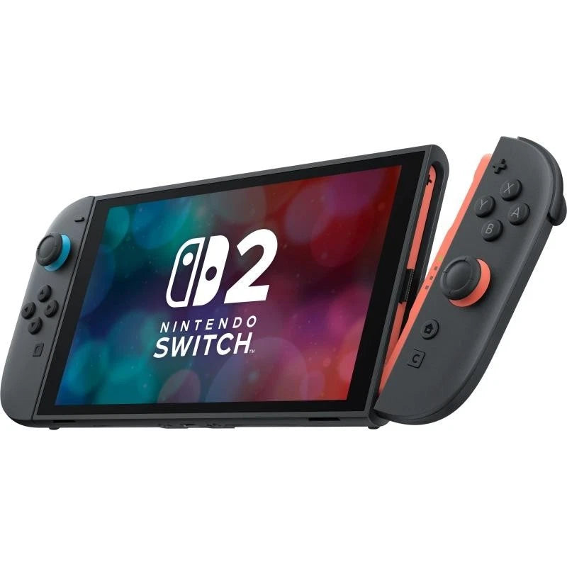 Nintendo Switch 2 gaming console with black Joy-Con controllers, 7.9-inch touchscreen, 256GB storage, in pristine condition.