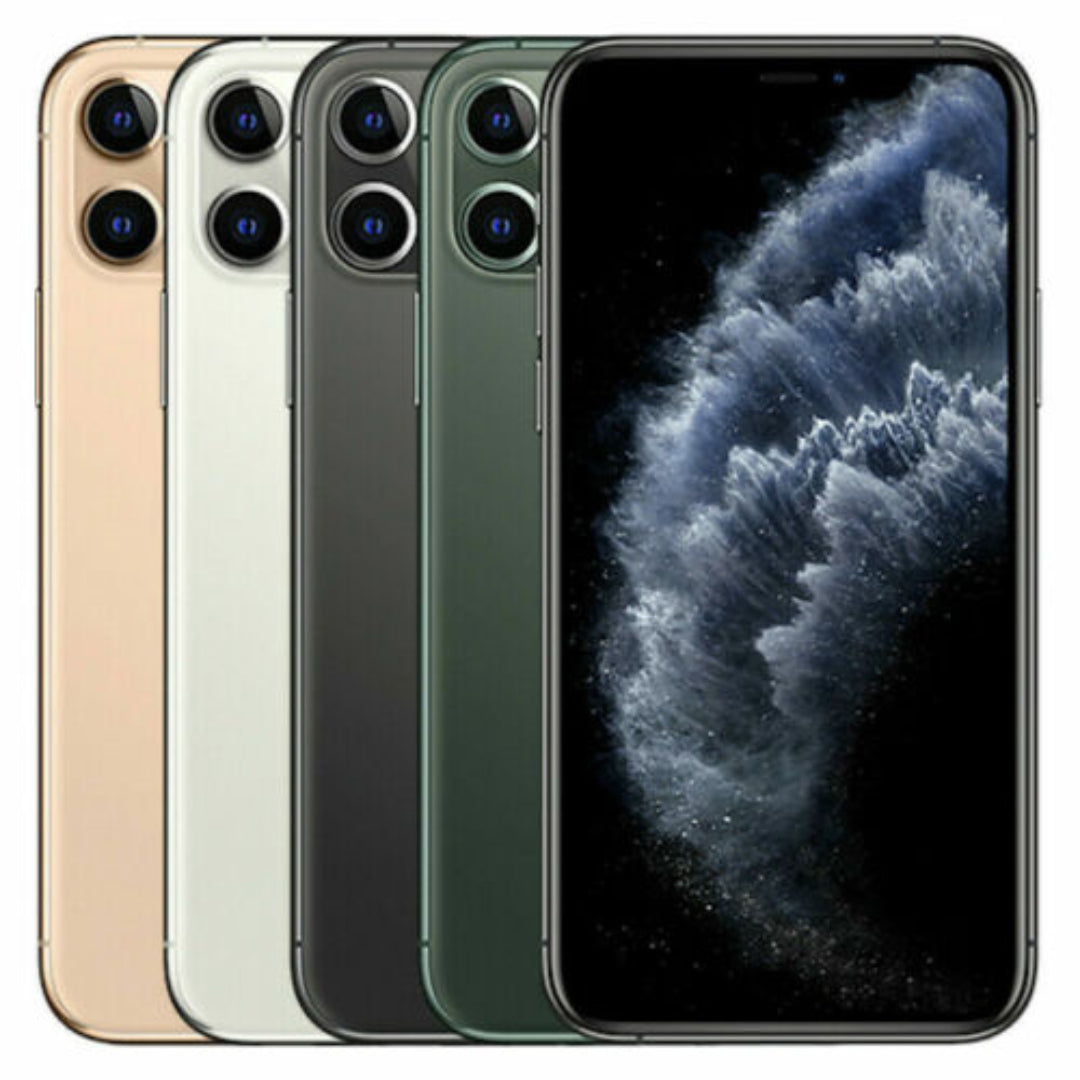 Refurbished Apple iPhone 11 Pro Max SIM free unlocked smartphone by Handtec with triple camera system and sleek design.