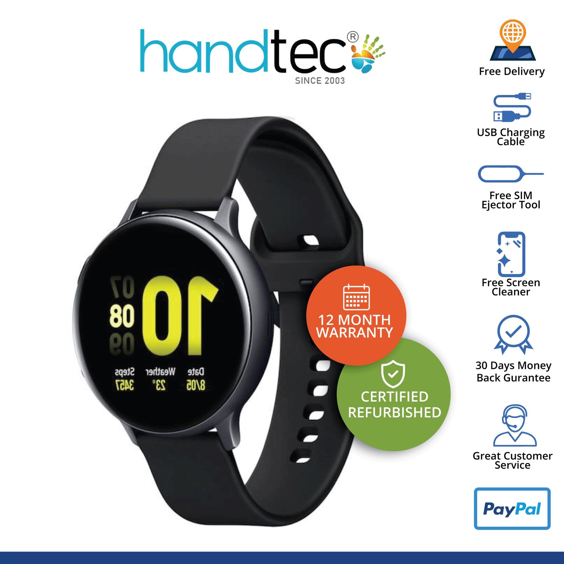 Samsung Galaxy Watch Active 2 Aqua Black Bluetooth, 44mm Refurbished Pristine