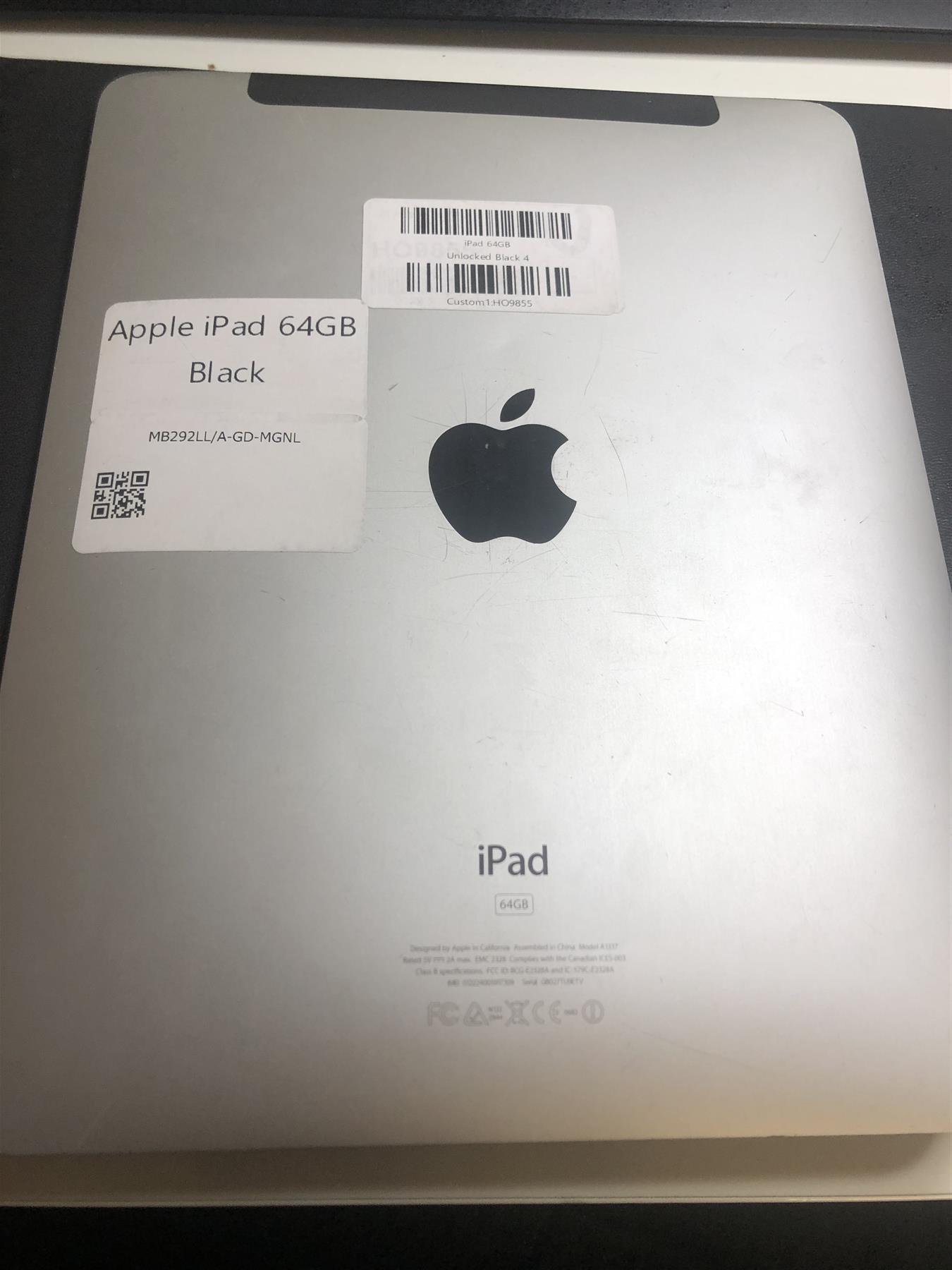Apple iPad 1st Gen 64GB WiFi + 3G Black Unlocked Used