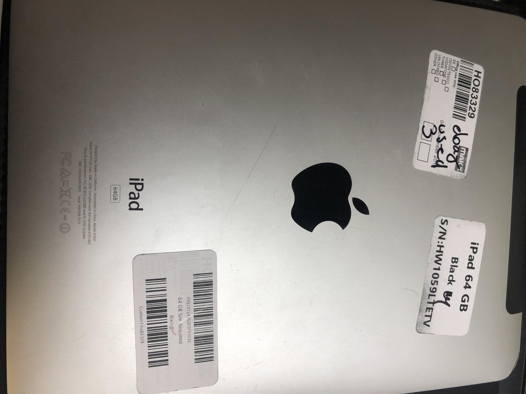 Apple iPad 1st Gen 64GB WiFi + 3G Black Unlocked Used