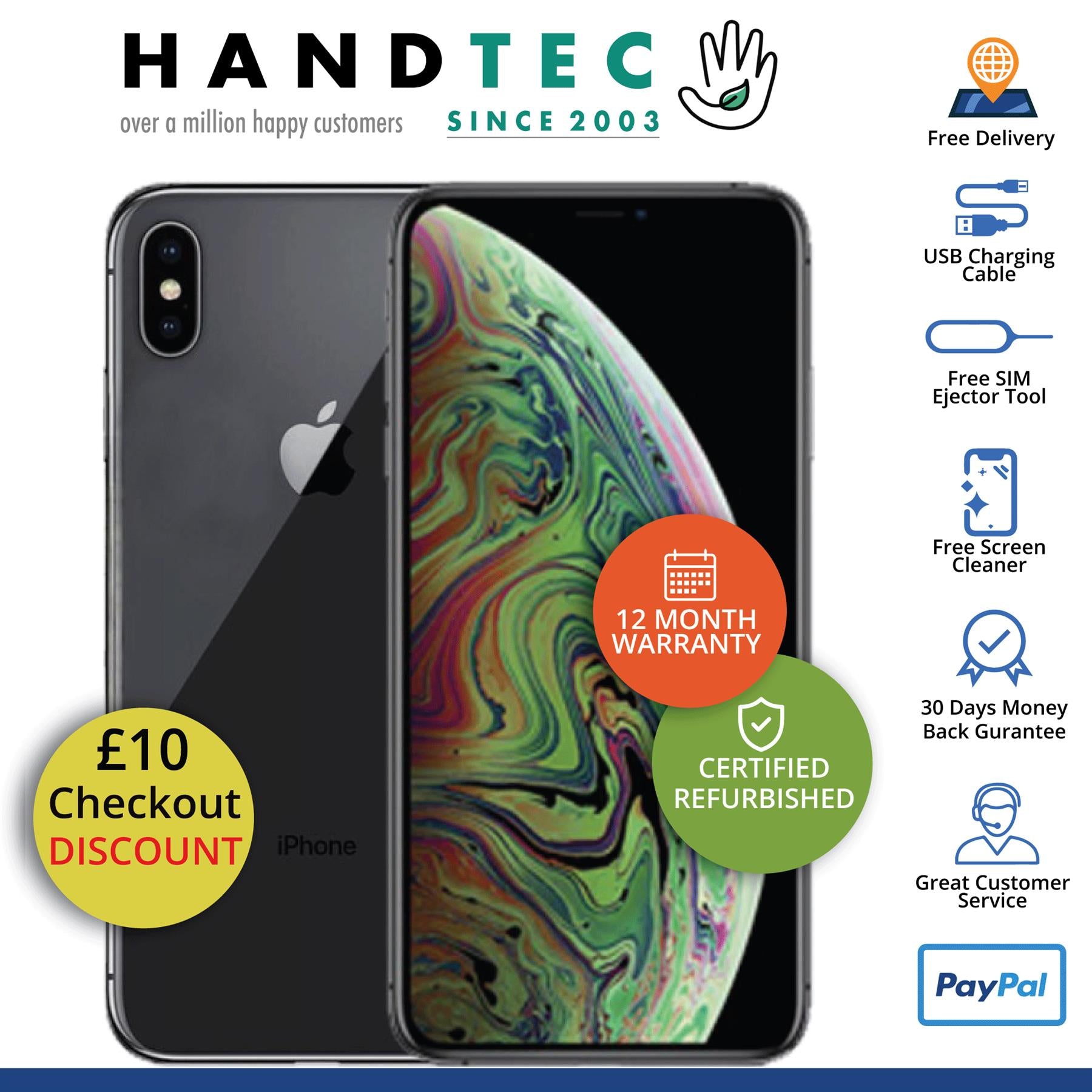 Apple iPhone XS Max 256GB Space Grey (No Face ID) Unlocked Refurbished Good