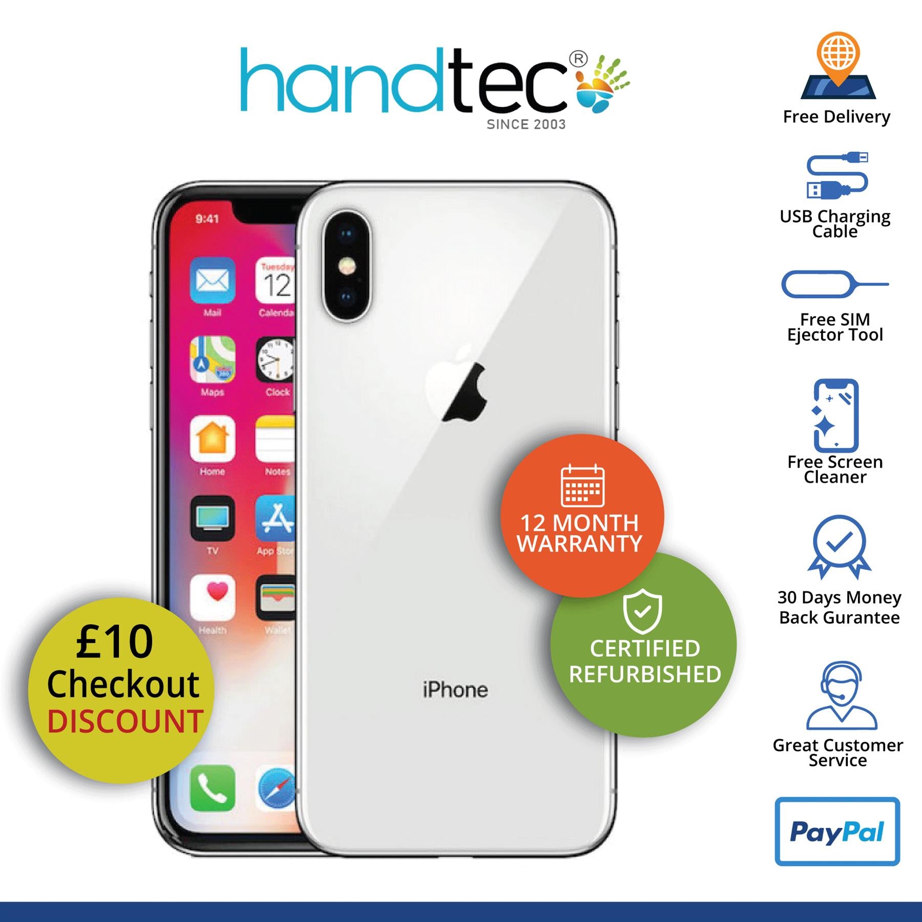 Apple iPhone XS 64GB Silver (No Face ID) Unlocked Refurbished Pristine