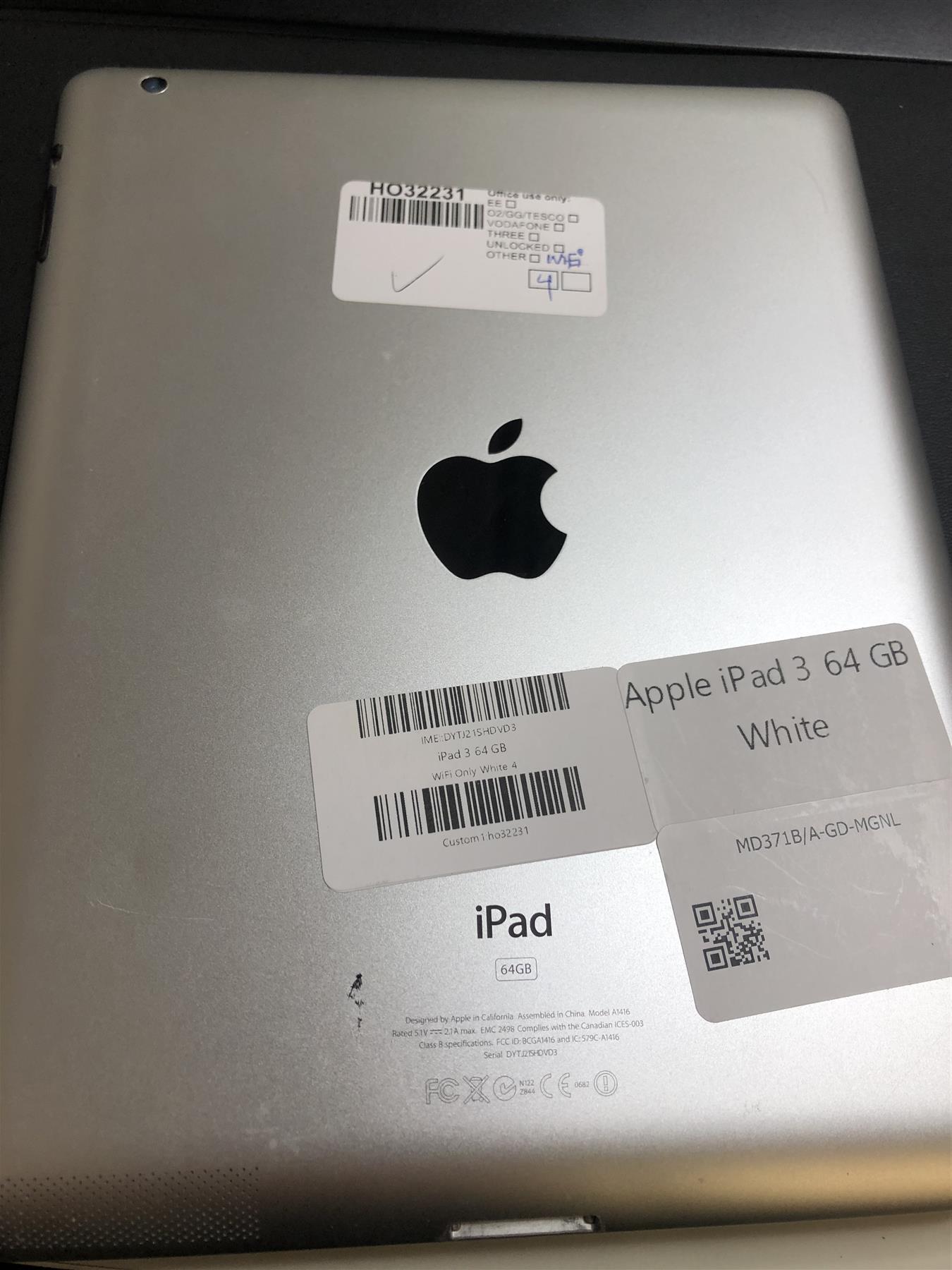 Apple iPad 3rd Gen WiFi 64GB White/Silver Used