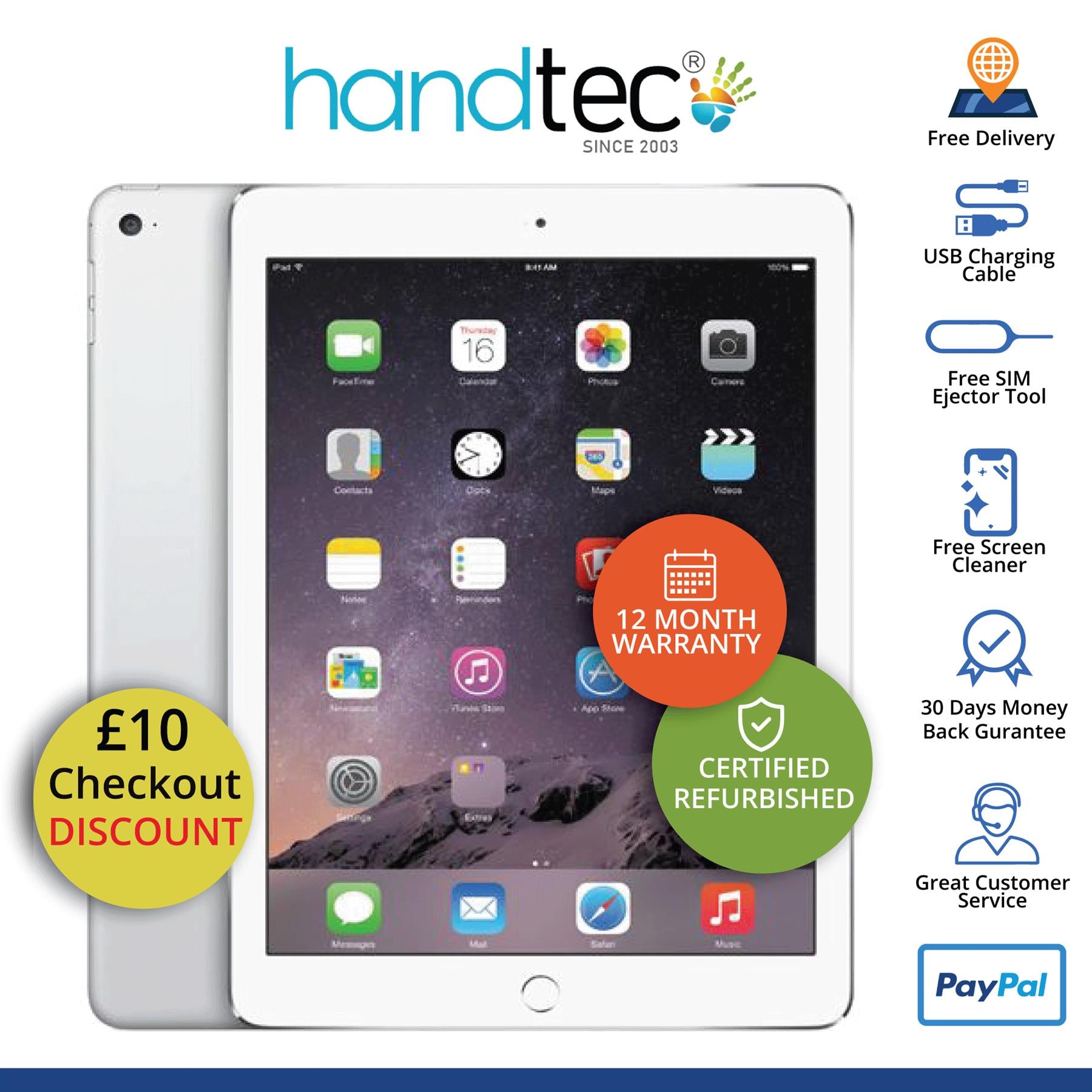 Apple iPad 5th Gen 32GB WiFi Silver Refurbished Good