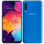 Refurbished Samsung Galaxy A50 SIM free smartphone showing the front with a large display and sleek design.