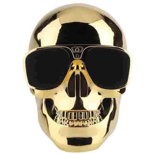 Skull Head Shape Portable Wireless Bluetooth Speaker - Gold Sim Free cheap