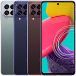 Samsung Galaxy M53 5G refurbished SIM free smartphone showing the front display with vibrant screen and sleek design.