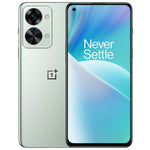 Refurbished OnePlus Nord 2T 5G unlocked smartphone with dual rear cameras and sleek design, shown in the product image.