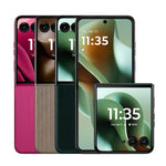 Refurbished Samsung Motorola Razr 60 Ultra foldable smartphone with sleek design and open display, SIM free variant.