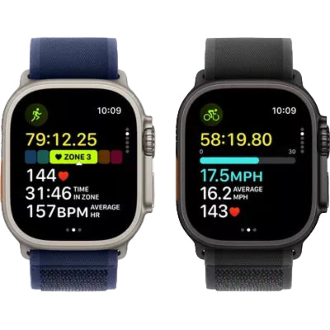 Apple Watch Ultra 2 GPS + Cellular with 49mm natural titanium case and Alpine Loop band in medium size.