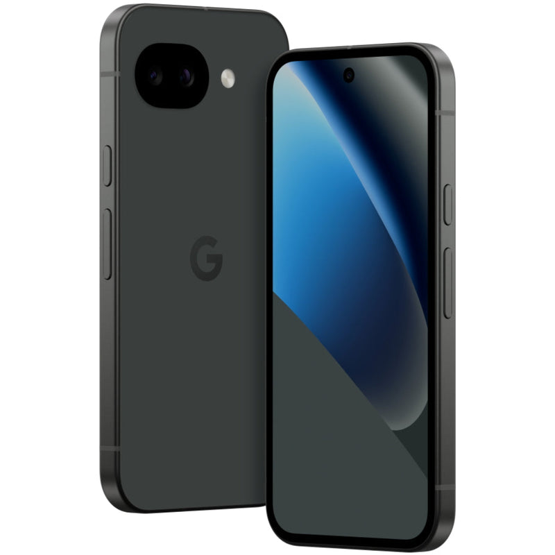 Google Pixel 10a 5G refurbished unlocked smartphone in Obsidian color, showing the front display with app icons.