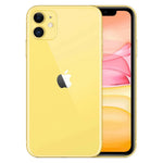 Refurbished Apple iPhone 11 SIM-free unlocked smartphone with black front and colorful back display, by Handtec.