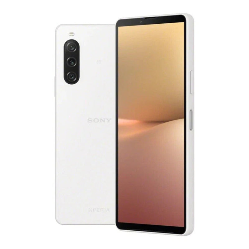 Refurbished Sony Xperia 10 V unlocked smartphone with SIM-free capability, featuring a sleek design and display.