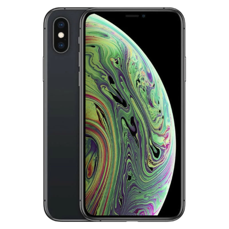 Refurbished Apple iPhone XS Max SIM-free by Handtec showing the front screen and sleek design.