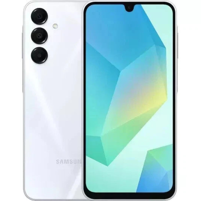 Refurbished Samsung Galaxy A16 SIM Free smartphone showing the front display with a modern screen and sleek design.