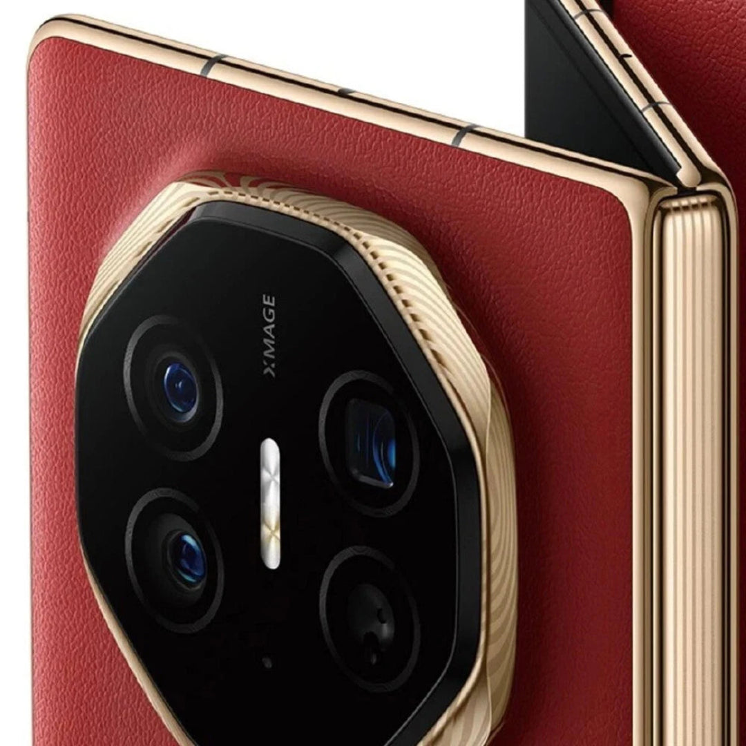 Huawei MATE XT Ultimate tri-fold smartphone with 16GB RAM and 1TB storage in red, unlocked and refurbished, pristine condition.