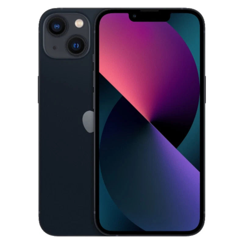 Refurbished Apple iPhone 13 SIM-free smartphone by Handtec, showing front display with screen and sleek design.