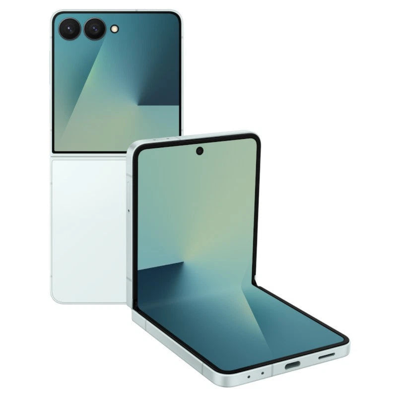 Samsung Galaxy Z Flip7 5G refurbished unlocked flip smartphone with dual screens and sleek design.
