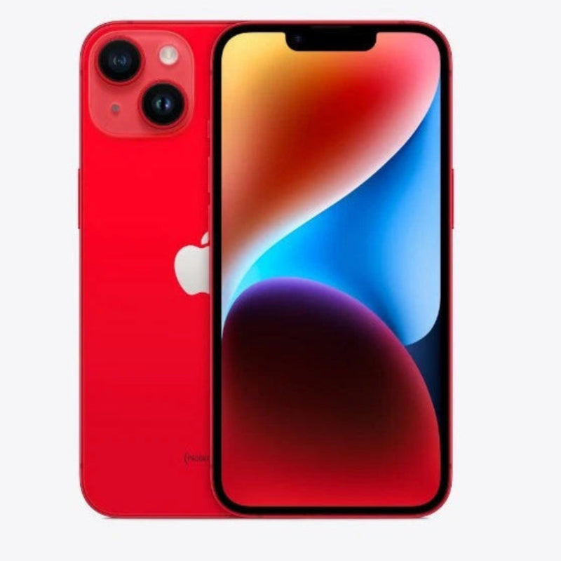 Refurbished Apple iPhone 14 SIM Free by Handtec, showing the front display with sleek design and vibrant screen.