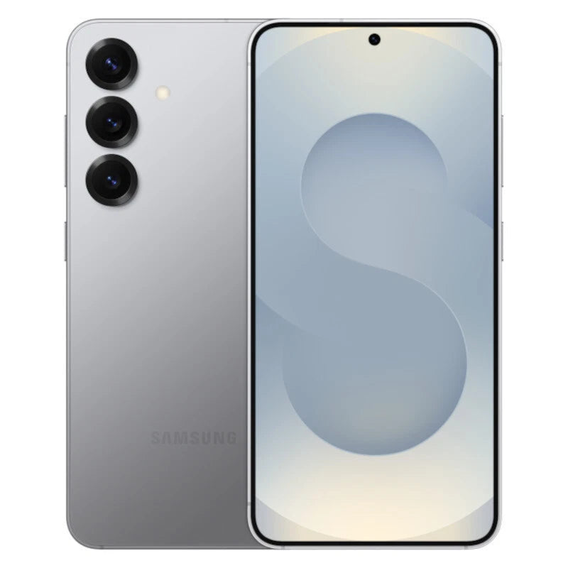 Refurbished Samsung Galaxy S25 Plus 5G smartphone with sleek design and large display, shown in a natural angle.