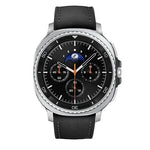 Samsung Galaxy Watch 8 Classic 46mm in black, refurbished pristine condition, showing the watch face and sleek strap design.