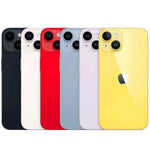 Refurbished Apple iPhone 14 SIM-free variant with sleek design, black front, and silver back, displayed on a plain background.