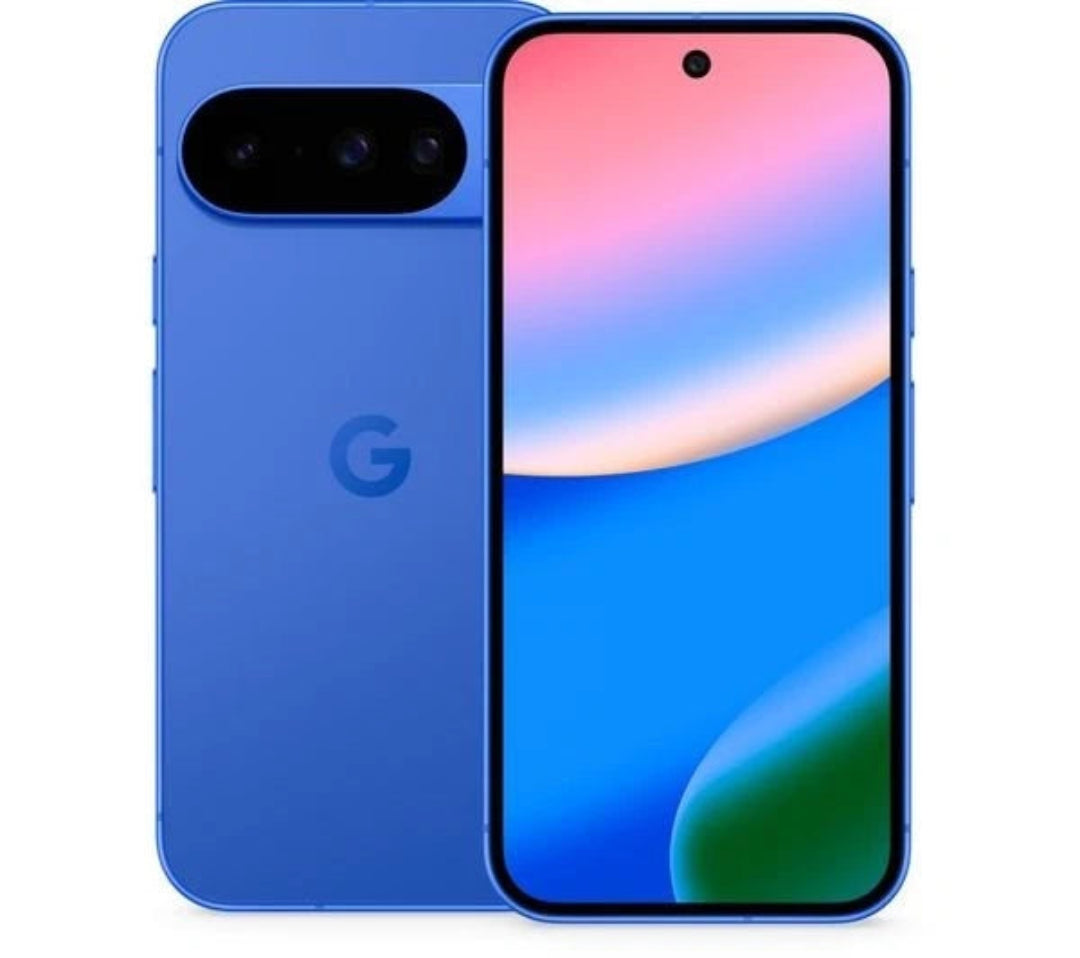 Refurbished Google Pixel 10 smartphone with 128GB storage in vibrant Indigo color, showcasing the device's front and back design.