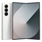 Samsung Galaxy Z Fold6 5G refurbished unlocked foldable smartphone, partially open showing the foldable screen and sleek design.