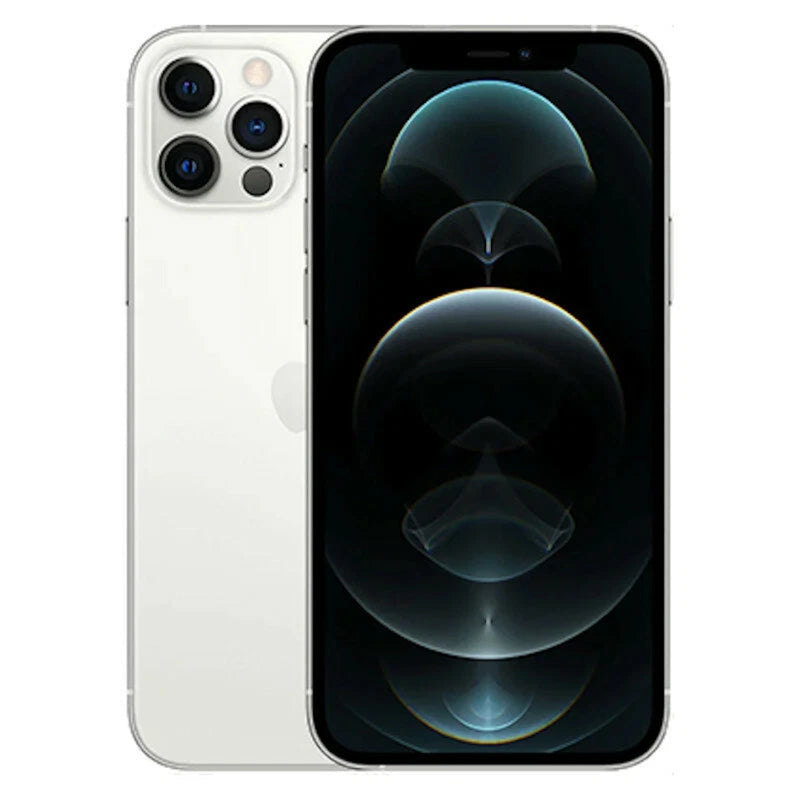 Refurbished Apple iPhone 12 Pro SIM-free unlocked smartphone with chrome finish and triple camera system.