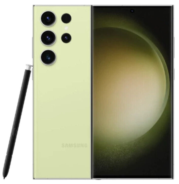 Refurbished Samsung Galaxy S23 Ultra 5G unlocked smartphone with large display and sleek design.